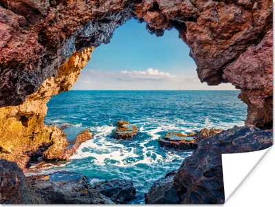 Produktbild von MuchoWow® Poster Höhle - Meer - Felsen - Natur 120x90 cm - Wandbild