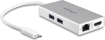 Image de Startech Adaptateur Usb-C multiport pour ordinateur portable - Alimentation - 4k Hdmi - Gbe - Usb 3.0 - Silver & White