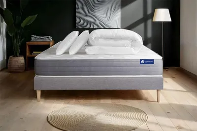 Productafbeelding van Complete set: Bed - Matras 140x200 cm + Boxspringbed met lattenbodem (in de set) + 2 kussens + dekbed - Actimemo Dream