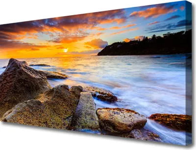 Produktbild von Tulup Leinwand-Bilder 100x50 Wandbild Canvas Kunstdruck Steine Meer Sonne Landschaft