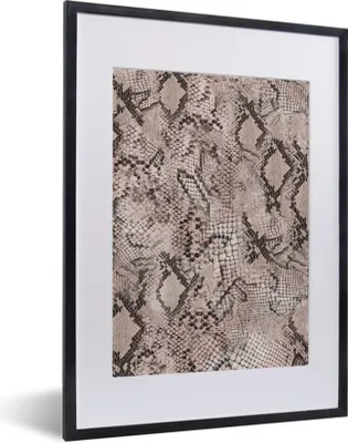 Produktbild von MuchoWow® Gerahmtes Poster Schlangendruck - Schuppen - Grau 30x40 cm - Poster mit Schwarzem Bilderrahmen Wandposter Rahmen Foto Bilder - Wandposter Schlafzimmer
