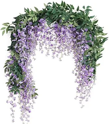 Produktbild von 2pcs 7FT Künstliche Wisteria Vine Girlande Gefälschte Blume Wisteria Girlanden für Outdoor Indoor Hochzeit Wand Badezimmer Nachbildungation (Lila)