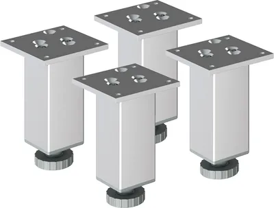 Produktbild von 4er Set sossai Höhenverstellbare Aluminium Möbelfüße 150mm in eloxiertem Design Schrankfüße Sockelfüße