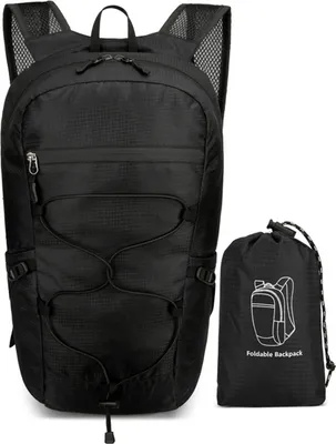 Produktbild von Outdoor-Wanderrucksack zusammenklappbar wasserdicht – Faltbarer Reiserucksack mit 15 Liter großem Fassungsvermögen（Schwarz）