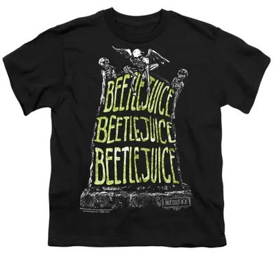 Obrázok produktu pre Tričko s motívom filmu "Beetlejuice" – "Názov na náhrobku" – pre deti, model TV37288 (veľkosť 140-146), čierna farba