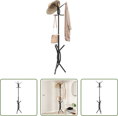 Obrázok produktu pre The Living Store Vešiak na kabáty Black 176 cm Práškovo lakované železo