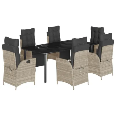 Produktbild von vidaXL 7-tlg. Garten-Essgruppe mit Kissen Hellgrau Poly Rattan