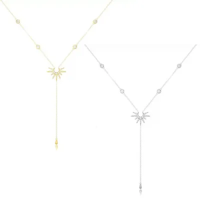 Produktbild von KBRPEY 2 Stück Lange Y Halskette für Damen in Gold und Silber 14K Vergoldet mit