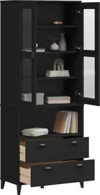 Produktbild von vidaXL Highboard VIKEN Schwarz 80x40x200 cm Massivholz Kiefer