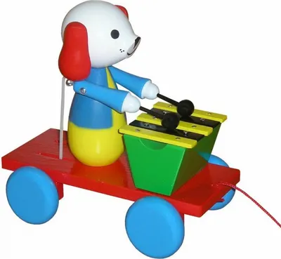 Produktbild von Miva Ziehfigur Hund Spielzeug mit Xylophon - buntes Holzspielzeug