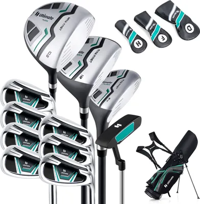Produktbild von COSTWAY komplettes Herren Golfschläger Set, 11 teilige Golfschlägersätze rechtshändig mit Regenhaube Grün