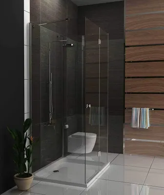 Produktbild von Alpenberger Duschkabine U Form | Duschkabine 3 Seitig Duschabtrennung mit Antikalk | Komplettdusche aus ESG Sicherheitsglas | Glasdusche mit Pendeltür (80 x 120 x 80 cm)