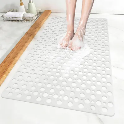Obrázok produktu pre Protisklzová podložka do sprchy, 60x90 cm, TPE, s prísavkami, proti plesniam, biela