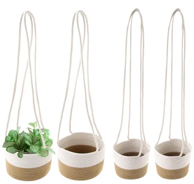 Produktbild von Set mit 4 Baumwoll-Pflanzenhängern im Boho-Stil