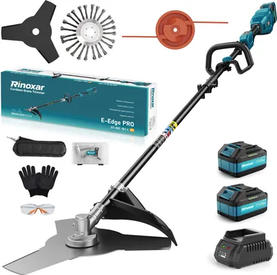 Produktbild von Kabelloser Rasentrimmer mit bürstenlosem Motor, 2 Akkus & 3 Schneidklingen – Sicher, Leicht & Vielseitig für Ihren Garten