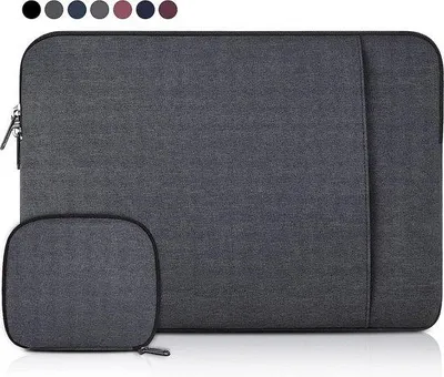Obrázek produktu pro Obal na notebook Unyqoos® o rozměrech 13–13,3 palců, určený pro MacBook Air/Pro – vnitřní rozměry 33×25×2,5 cm, nárazuvzdorný a voděodolný, vnější materiál Oxford, barva šedá, včetně pouzdra na příslušenství