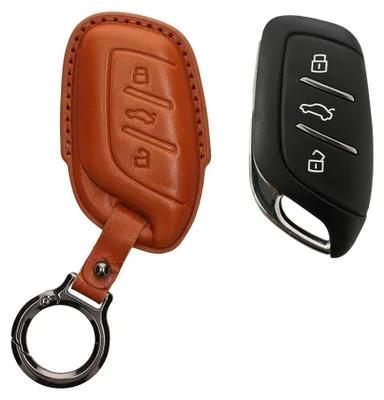 Produktbild von kwmobile Schlüsselhülle für MG 3-Tasten ZS MG4 MG5 MG6 Hülle Leder - Autoschlüssel Schlüssel Hülle - Schlüsselcover Schlüsselschutz in Braun