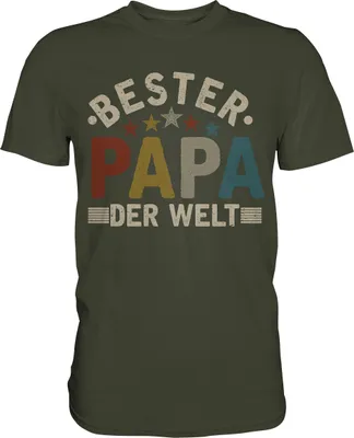 Produktbild von Bester Papa Vintage Vater Geschenk Vatertag T-Shirt – Urban Khaki / L
