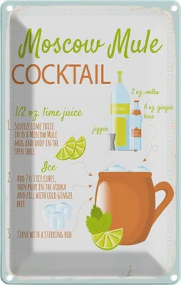 Produktbild von vianmo Blechschild 30x20 cm Moscow Mule Cocktail Recipe