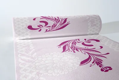 Produktbild von Airlaid Tischläufer Clarissa in Violett, 40 cm x 24 m, 1 Stück - Mank - Floral Ornamente