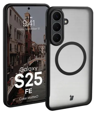 A phone case with a magnetic ring is shown next to a phone displaying a Venice scene.