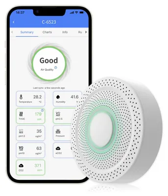 9-in-1 Luftqualitätsmonitor mit PM1/2,5/10, CO2, TVOC, Temperatur, Feuchtigkeit