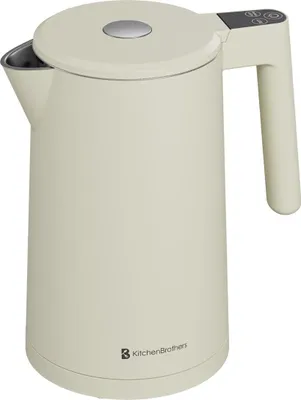 Produktbild von KitchenBrothers Wasserkocher - 1,7L - Mit Temperaturregelung - Elektrisch - Warmhaltefunktion - Display - Doppelwandig - Cool-Touch - 2200W - Beige