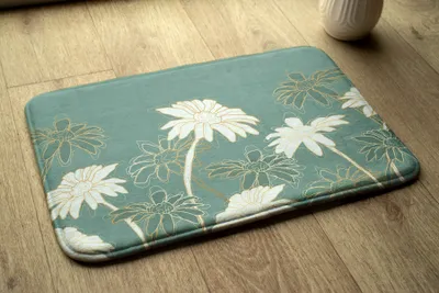 Produktbild von Badteppich Saugfähige - Badezimmer Teppich - Rutschfester Badvorleger Badematte - 90x60 cm - Pflanzen Blumen