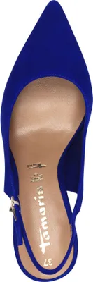 Produktbild von Tamaris Damen Pumps Slingback Leder mit Blockabsatz und spitzer Form 1-29633-44, Größe:37 EU, Farbe:Blau