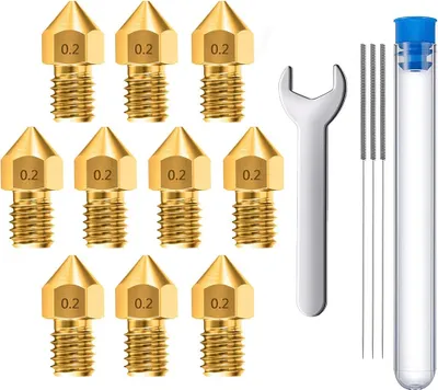 Produktbild von MMOBIEL 10 Extruder für 3D-Druckerdüsen 0.2 mm Messing MK8 für Creality Baureihe Ender