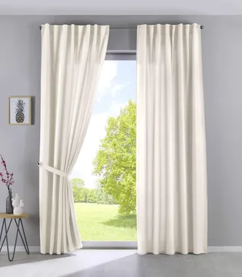 Vorhänge, blickdicht, Leinenoptik, 250x140 cm, creme