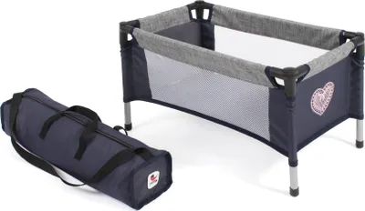 Produktbild von Puppen-Reisebett, melange grau-navy