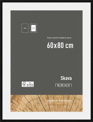 Produktbild von nielsen Holz Bilderrahmen Skava Schwarz, 60,0 x 80,0 cm - mit Passepartout 50x70 cm