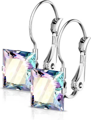 Produktbild von edle Damen Edelstahl Ohrstecker Ohrringe Ohrhänger Quadratisch Autiga® silber-aurora-borealis