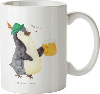 Produktbild von Mr. & Mrs. Panda Pott Pinguin Bier - Weiß - Geschenk, Kaffeetasse, Feierabend, Kaffeebecher, Tasse, Teebecher, , Teetasse, Trinkbecher, Beschwippst