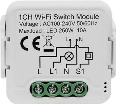 Image de Module de commutation intelligent Netplus 10 A, 1 canal, Wi-Fi, pour la domotique