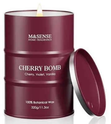 Image de Bougie parfumée "Kirschbombe" dans un pot, cire de soja, 320g, durée de combustion : 70 heures