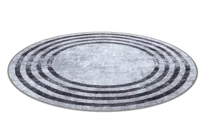 Zdjęcie produktu dla Dywan do prania MIRO 51231.806 koło Linie antypoślizgowy - / czarny szary koło 160 cm