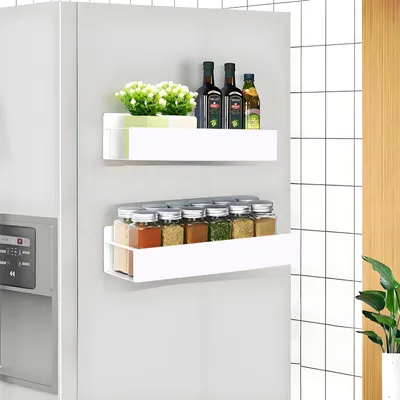 Produktbild von Magnetisches Kühlschrankregal, 2-teilig, weiß, mit 4 Haken