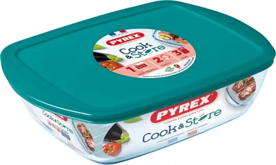 Obrázok produktu pre Tepelne odolná misa s vekom 40x27cm XL 4,9l Pyrex tyrkysová