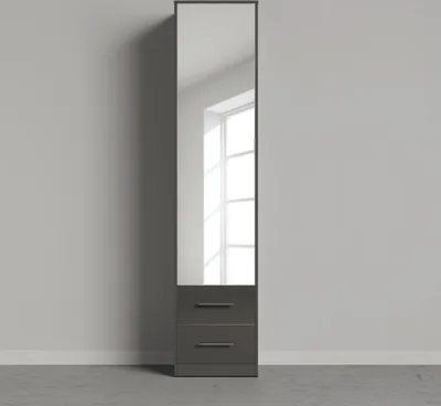 Produktbild von SMARTBett Spiegelschrank Kleiderschrank mit Spiegeltür 50cm Anthrazit/Anthrazit Hochglanz