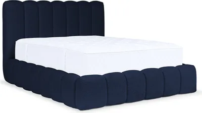 Produktbild von MEBLINI Carlos Polsterbett 160x200 mit Lattenrost - Bubble Bett - Cloud Bett - Marshmallow Bed - Kopfteil Bett mit Stauraum - Betten - 160x200 - Blau Boucle ohne Matratze