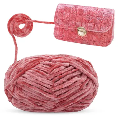 Produktbild von Chenille Wolle zum Häkeln und Stricken, Samt Garn, 100g, 6mm Dicke, Bohnensand