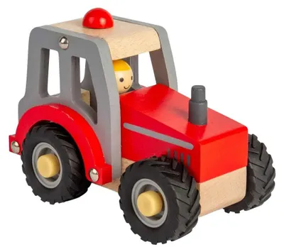 Image de Tracteur rouge en bois Bigjigs