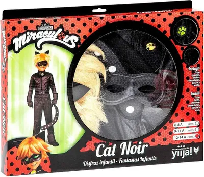 Immagine prodotto di Costume ufficiale Cat Noir per bambini Costume con licenza Miraculous nero - 128/134 (6-8