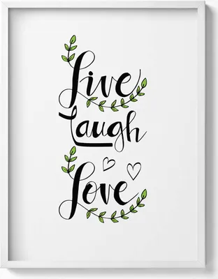 Produktbild von Dekorative Hausaufschrift „Live laugh love“– Wandbild mit Rahmen – Gerahmtes Bild  – Wanddekoration – 60x80 cm –  Weiß Rahmen