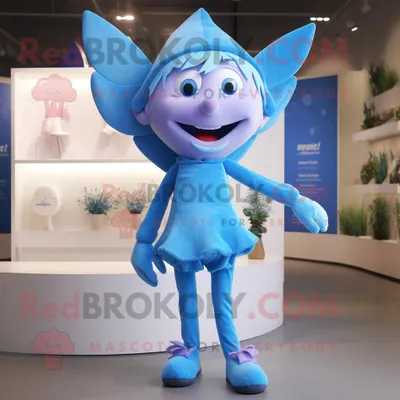 Produktbild von Blauzahn-Fee REDBROKOLY Maskottchen kostüm gekleidet in einen Playsuit und Schnürsenkel