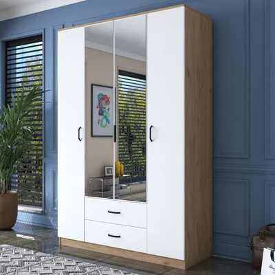Image de Skye Decor, BA131 - 3052, armoire, noyer, panneau de particules 100 % mélaminé de classe E1, 210 x 51,5 x 210 cm