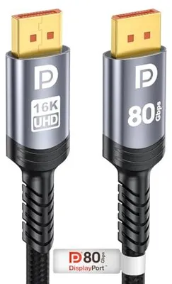 Produktbild von 80Gbps DisplayPort Kabel 2.1 1.5M, VESA- DP Kabel für 16K@60Hz 8K@240Hz 4K@540Hz 360Hz 240Hz Kompatibel mit HDR HDCP 2.3 DSC FreeSync G-Sync Grafikkarten RTX 5090 4090 PC