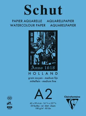 Produktbild von Clairefontaine Schut Aquarellblock A2 geleimt 20 Blatt weiß 975736C